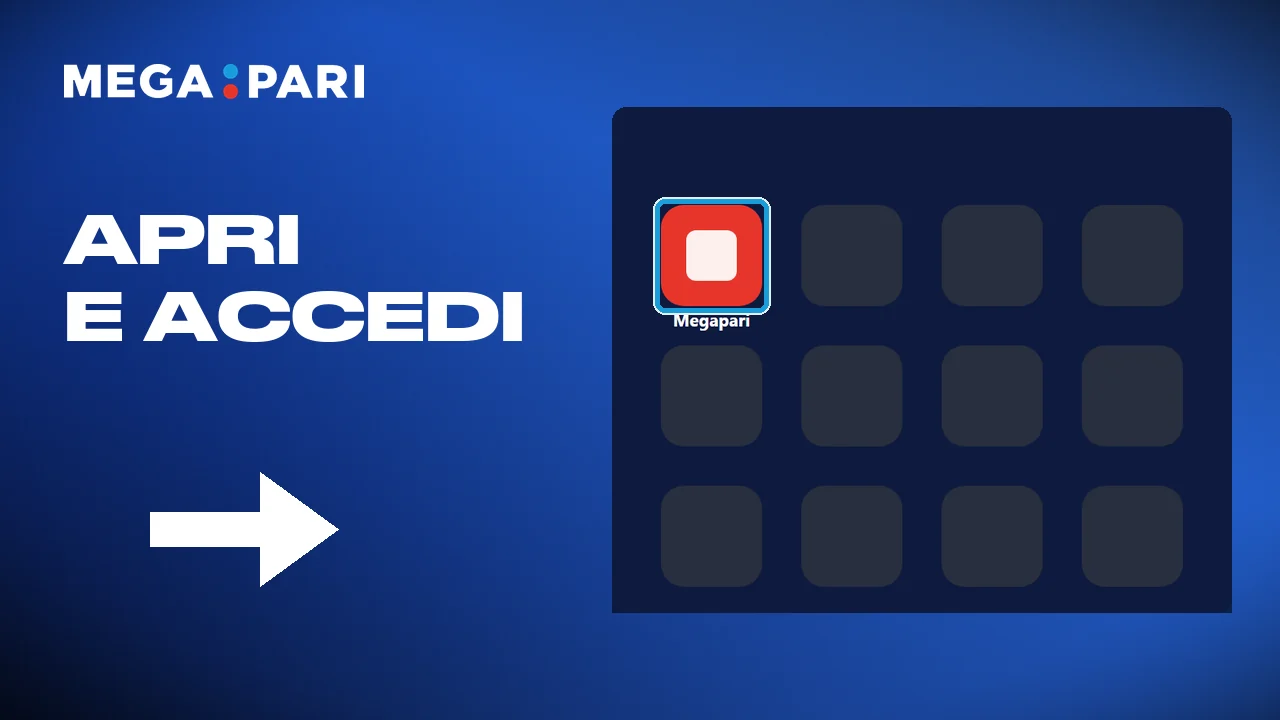 Toccando l'icona si apre Megapari sulla schermata di accesso