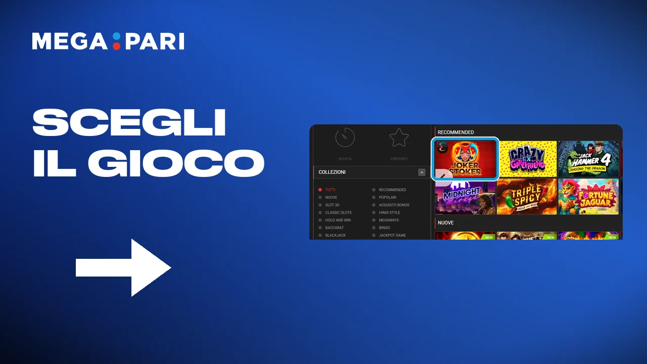 Avvio di un gioco da casinò su Megapari