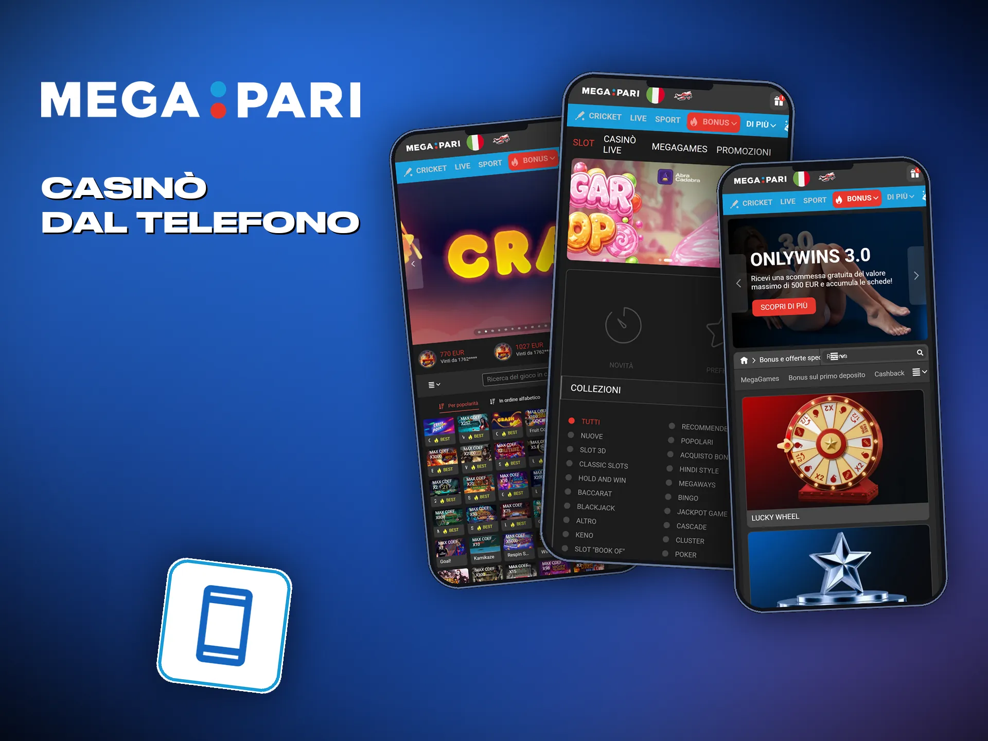 Megapari sul telefono, nel browser e come PWA