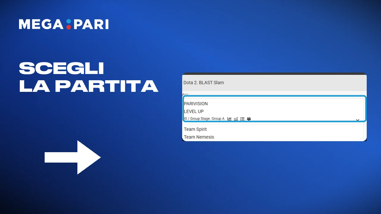 Scegliere la partita esports nella propria disciplina