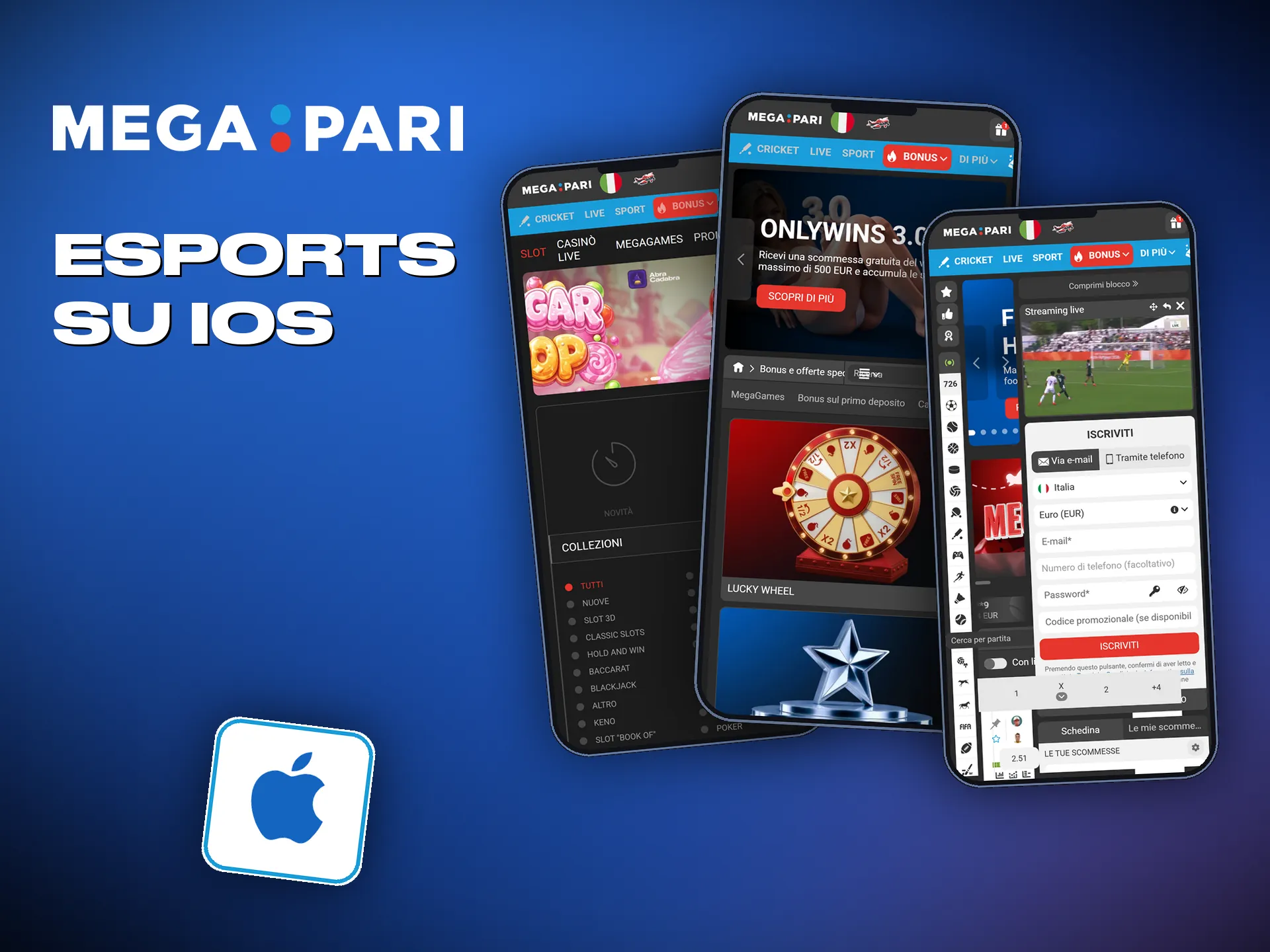 Su iOS Megapari funziona dalla schermata home come un'app