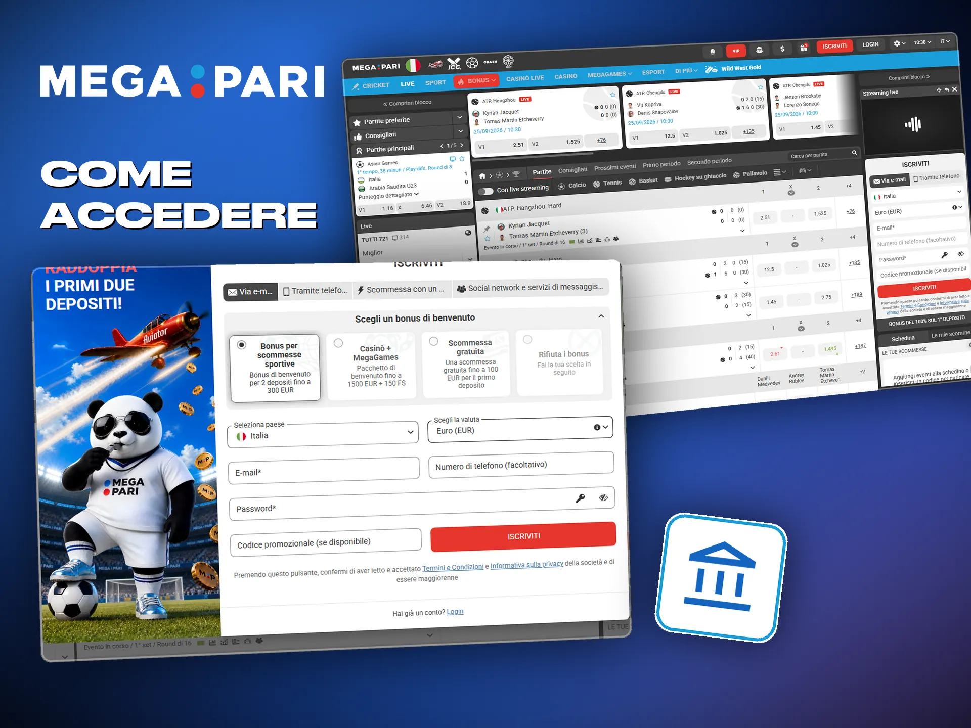 Bastano e-mail e password per cominciare su Megapari