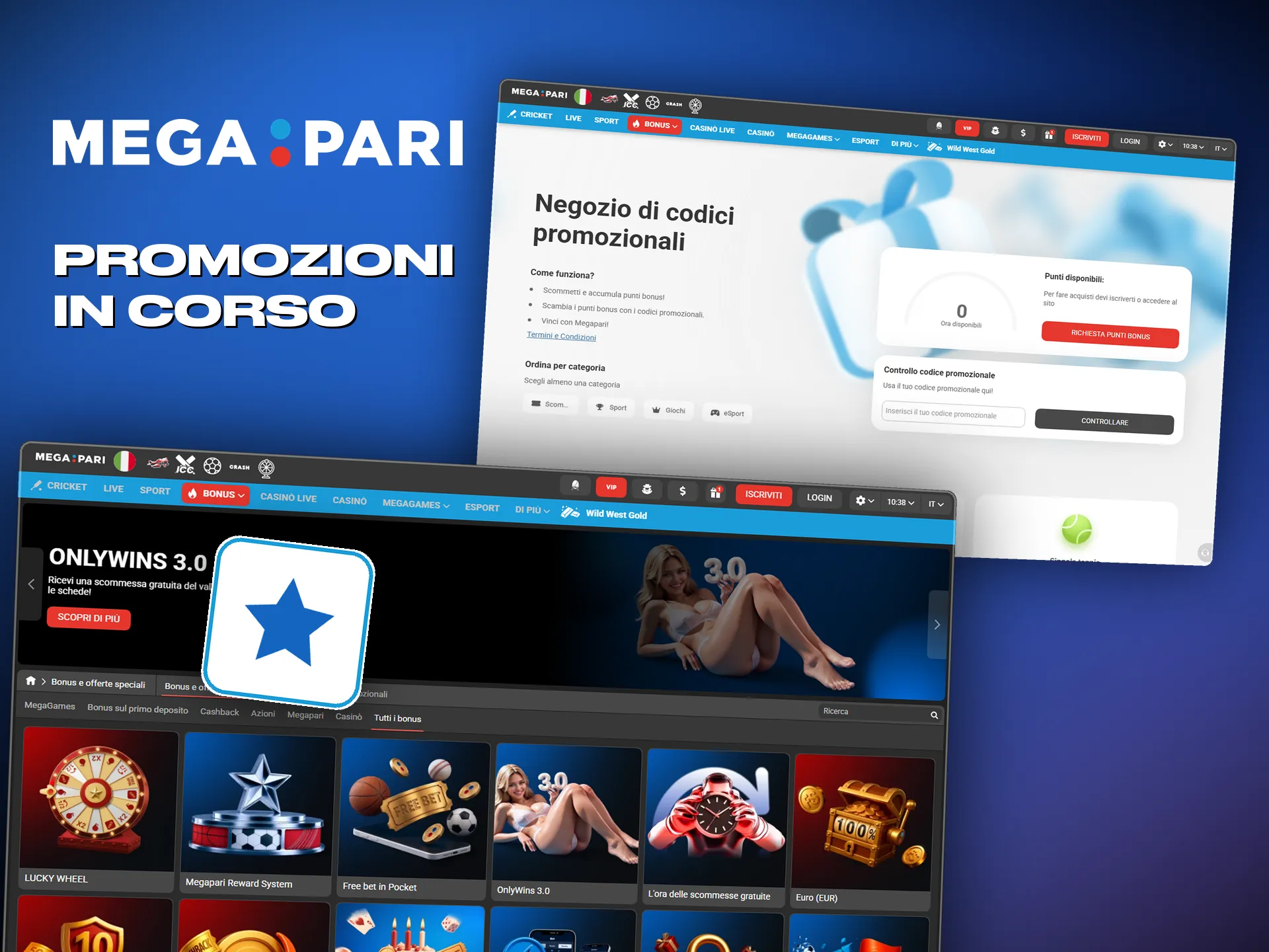 Le promozioni Megapari, dal bonus di compleanno ai tornei