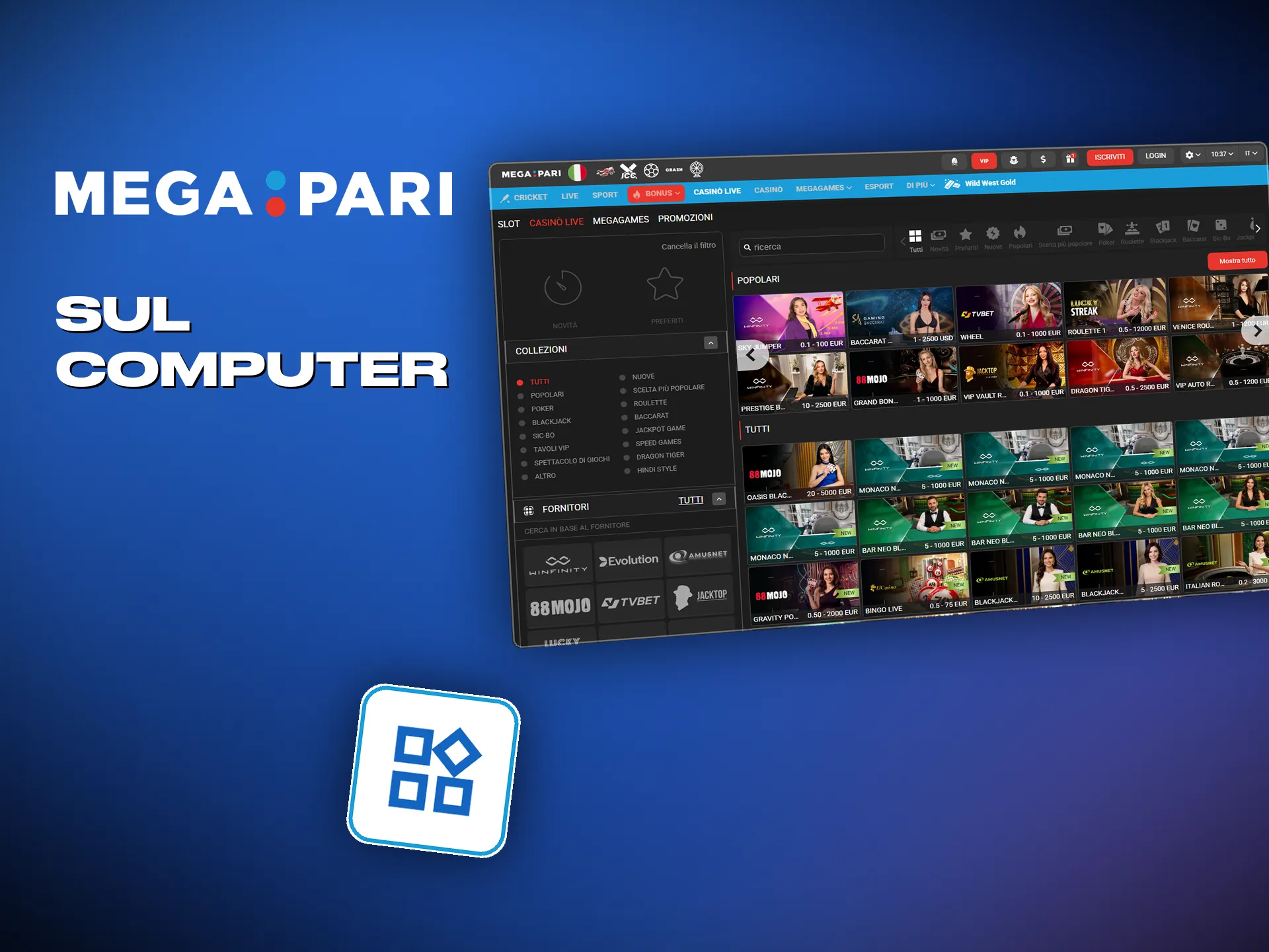 L'app Megapari è una PWA, quindi gira bene anche sul computer