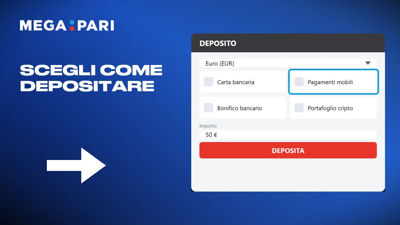 Ricaricare Megapari con criptovaluta o portafoglio elettronico