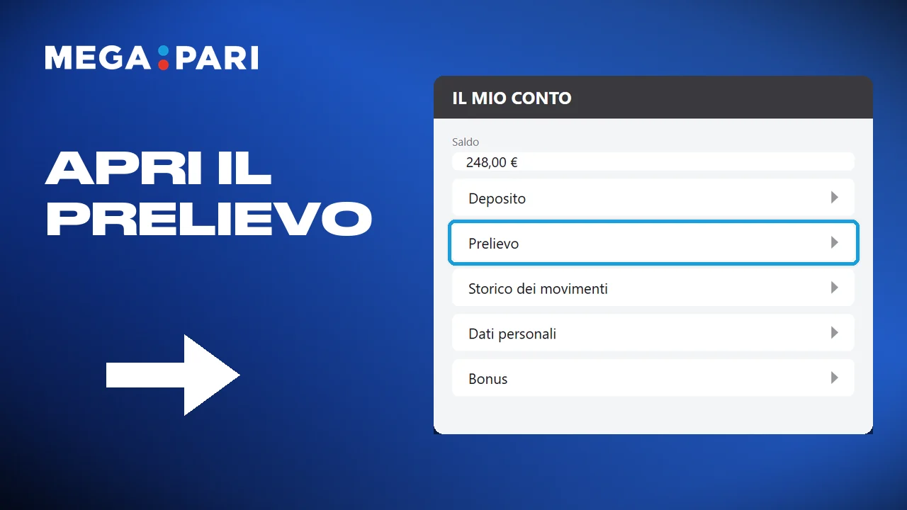 Aprire il menu dei prelievi dopo l'accesso
