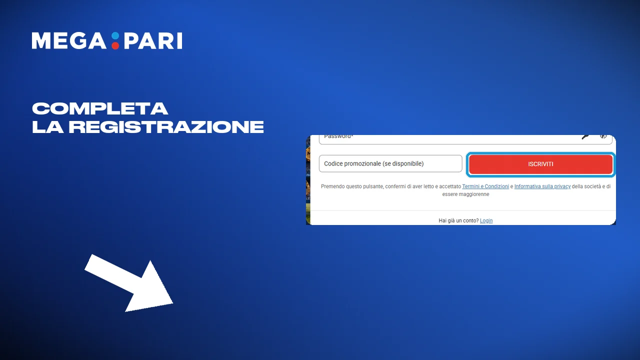 Dopo la registrazione il codice vale sul primo deposito