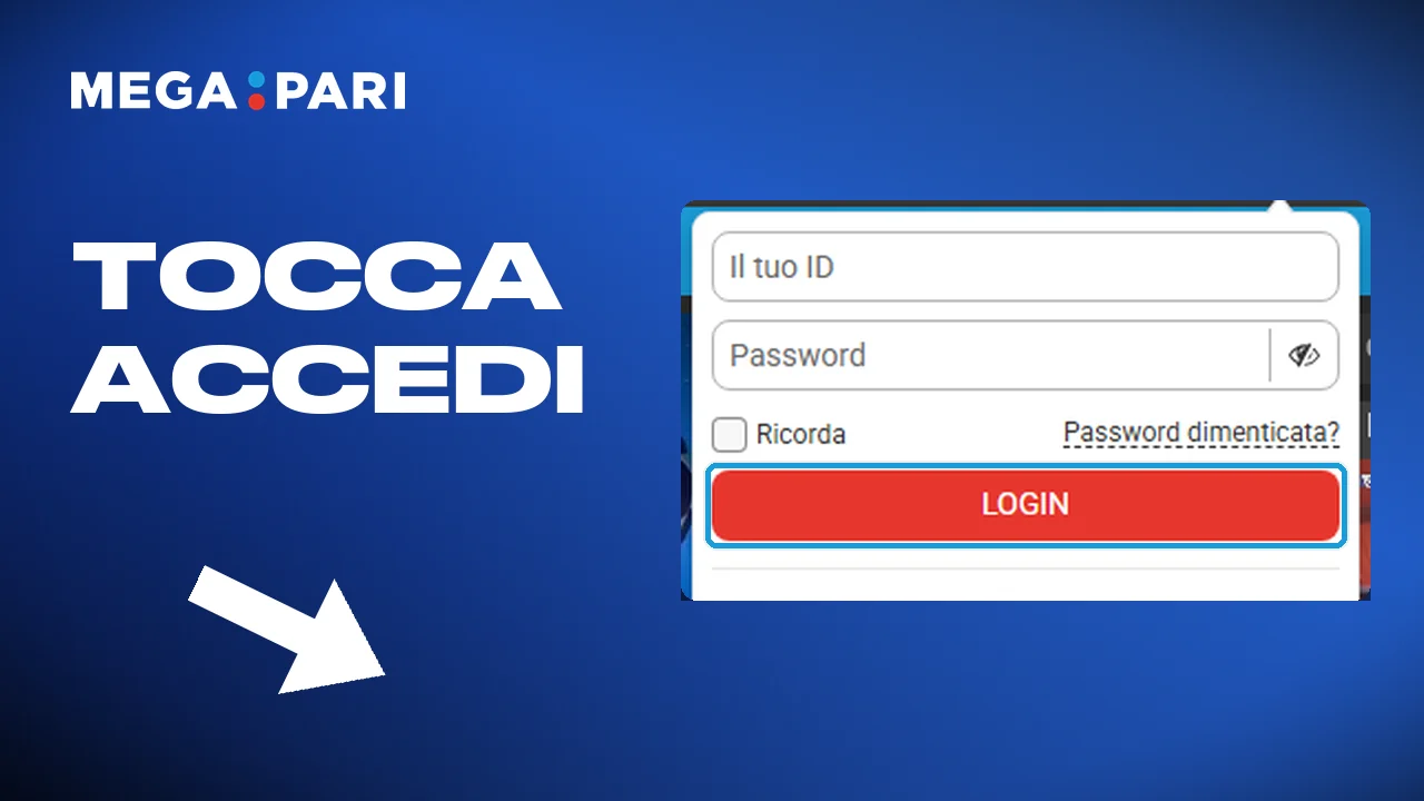 Toccare il pulsante di accesso ed entrare nel conto