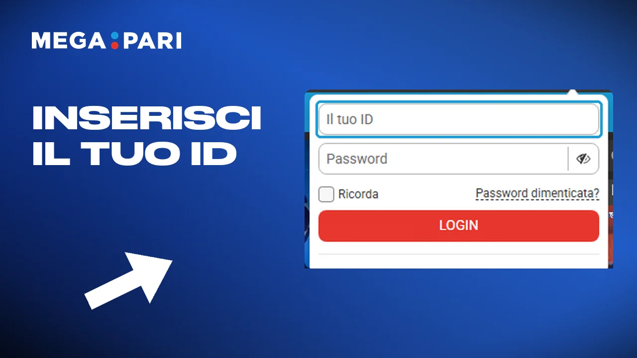 Accesso a Megapari con l'e-mail o il numero indicato prima