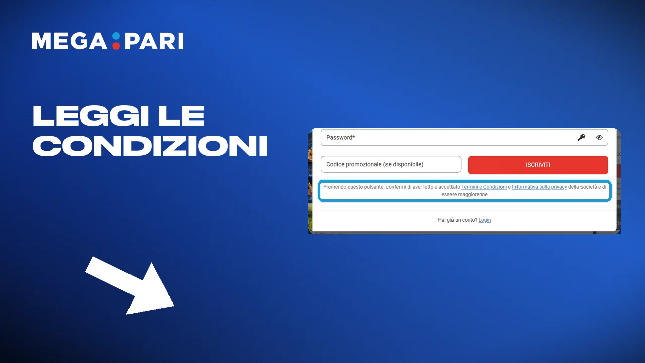 Leggere le condizioni e spuntare il consenso